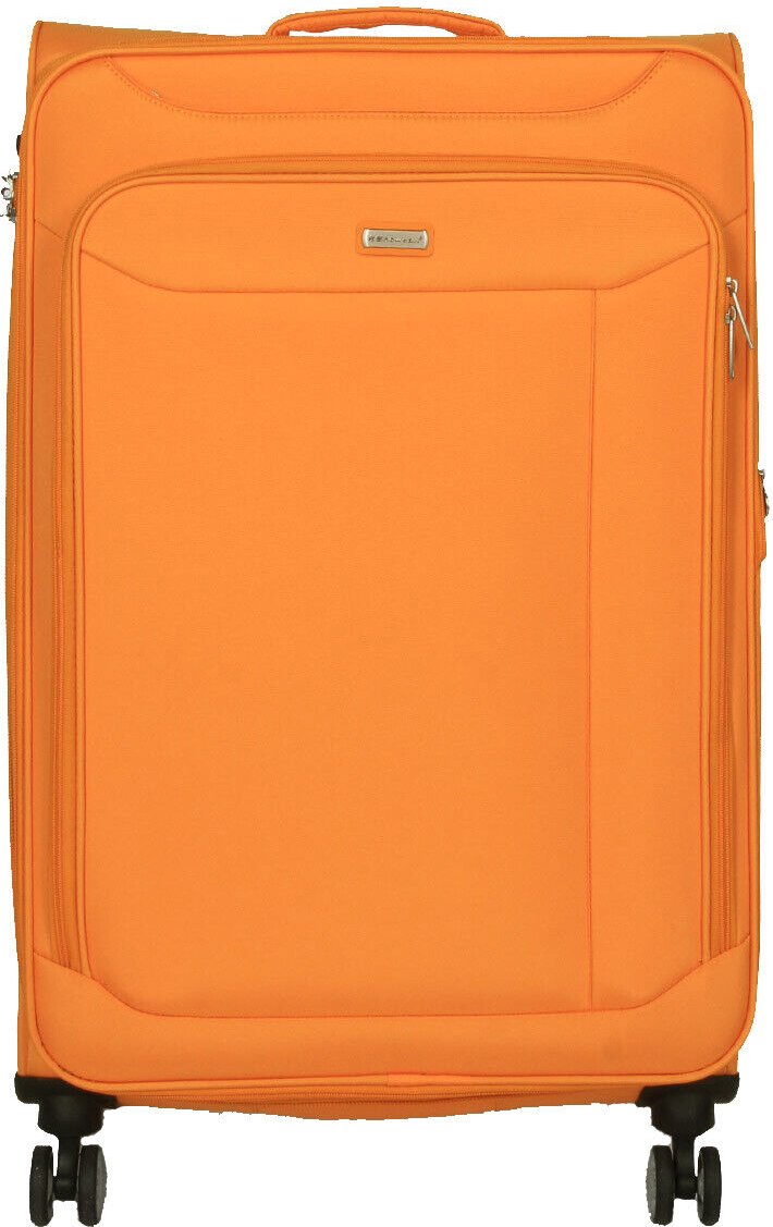 Leichter gelber Koffer mit 4 Rollen Reisetasche Kabine TSA weiches Gepäck