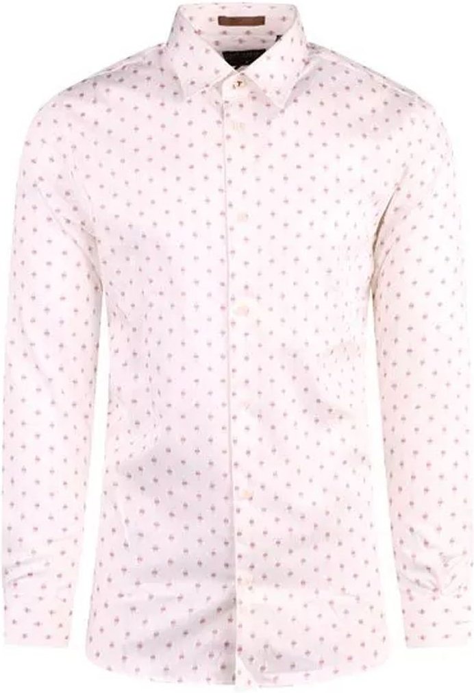 Ted Baker Area Herren weiße geometrische Druckhemd