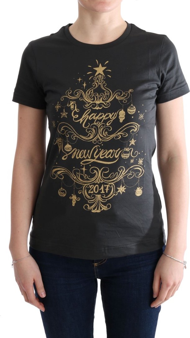 Dolce & Gabbana Damen T-Shirt mit grauem Baumwollmotiv 2017