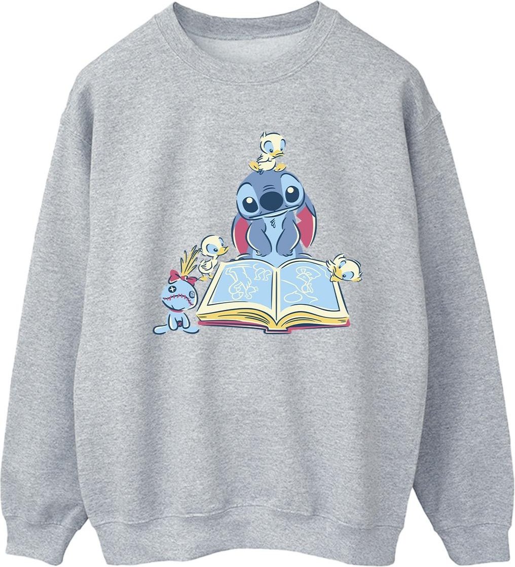 Disney - "Lilo & Stitch Reading A Book" Sweatshirt für Damen (Grau)