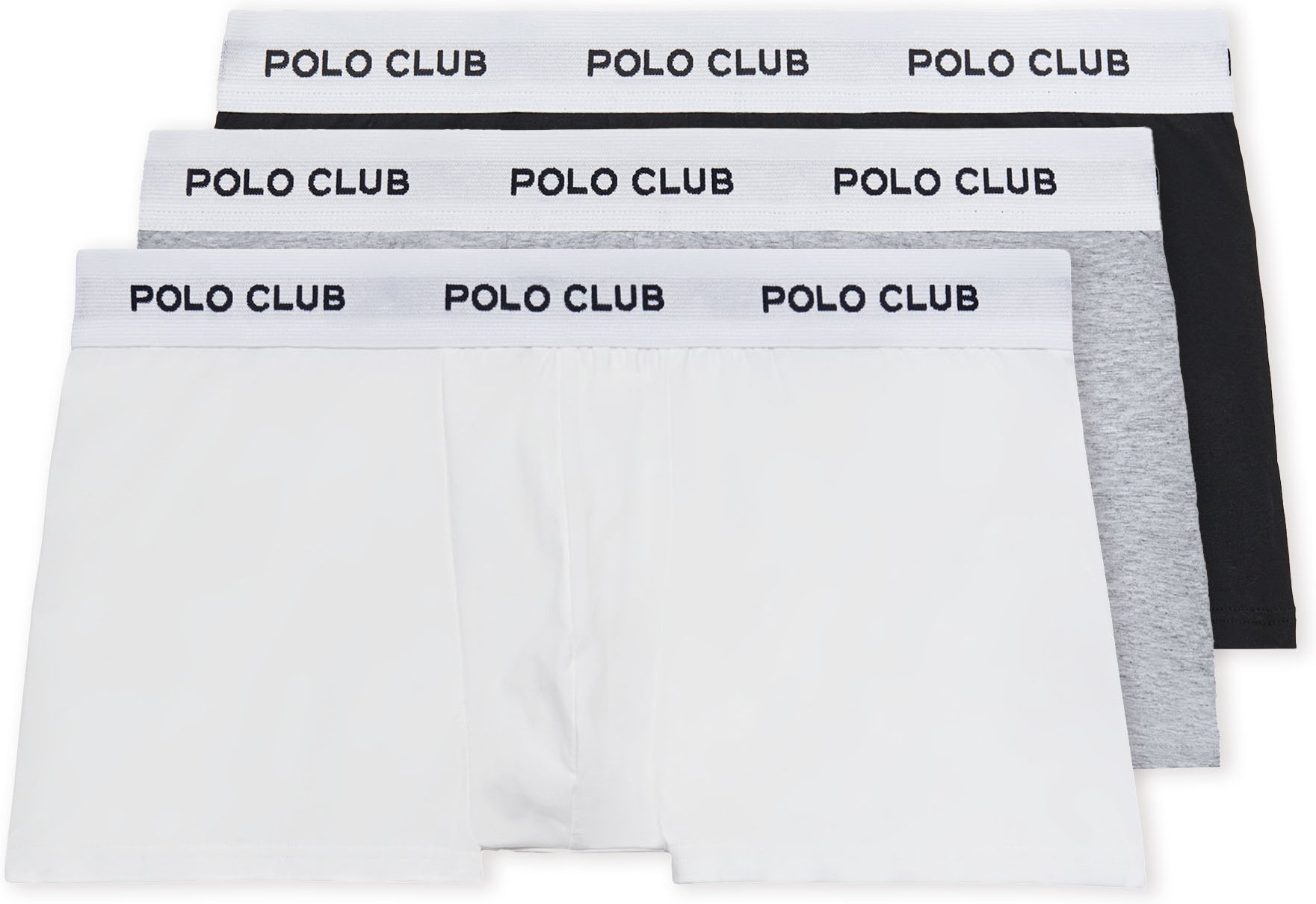 Pack mit drei Boxershorts schwarz, grau und weiß mit Polo Club Logo