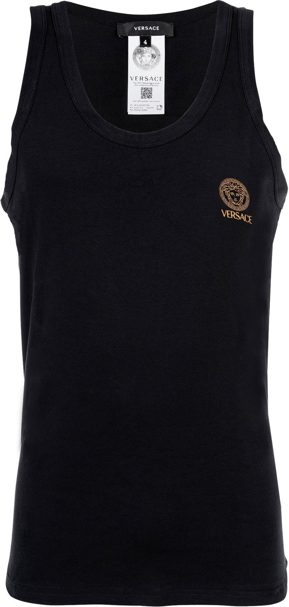 Versace T-Shirt Long Sleeves Round Neck Jersey Topeka Bi-Stretch Cotton Organic New Logo Unterhemd