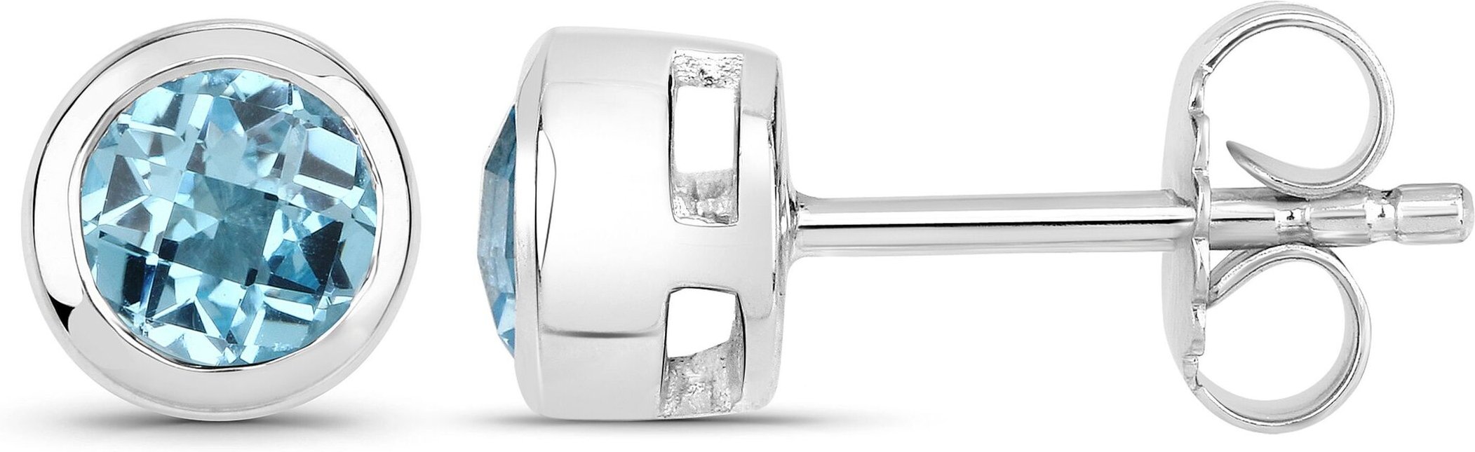 Vira Jewels Ohrstecker 925-Sterling Silber rhodiniert Glänzend Topas blau rund