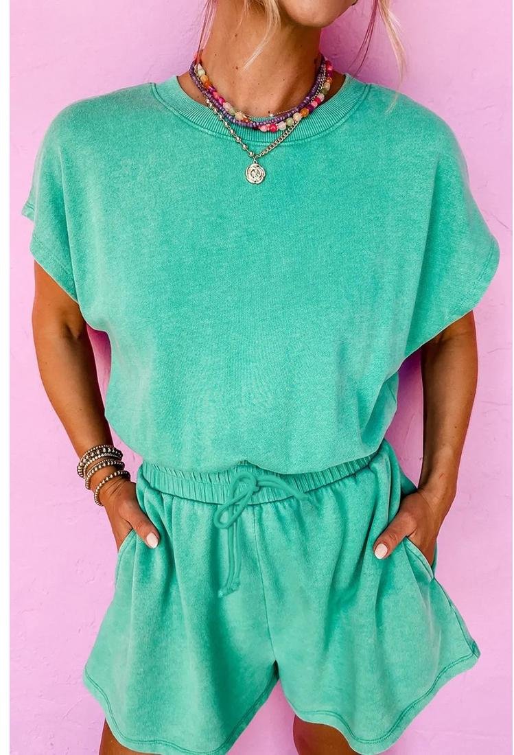 Damen Mineralwasch Jumpsuit mit hohem Ausschnitt und Schnürbund hinten