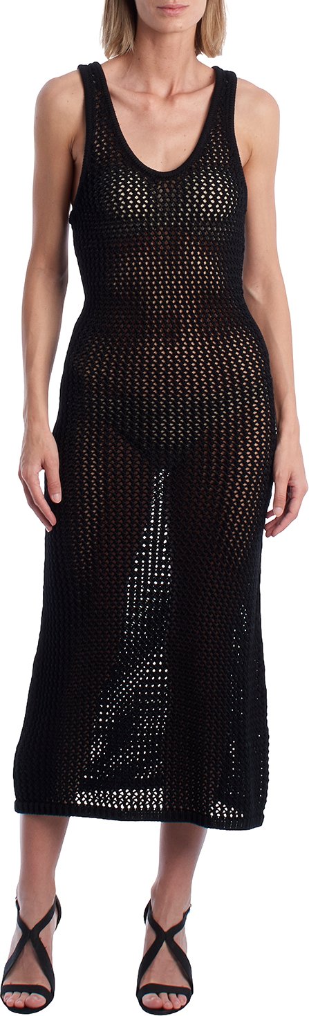 KWDR00165 Langes Häkelkleid mit durchbrochener Stickerei für Damen