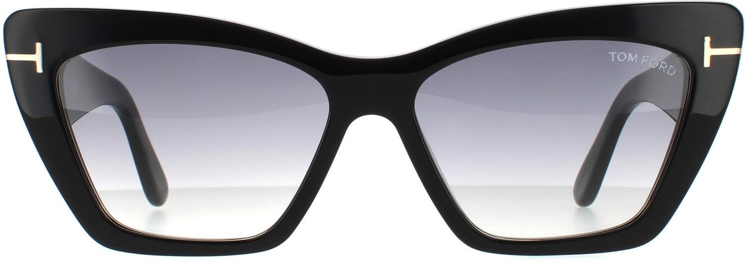 Tom Ford Cat Eye Womens Glänzend Schwarz Grau Rauch Gradient