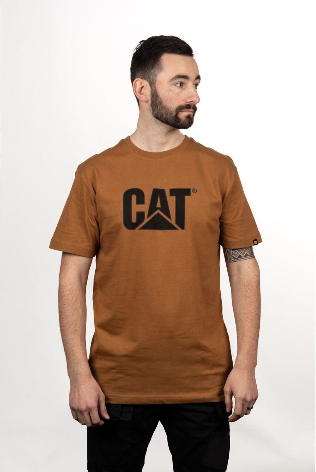 Caterpillar Markenlogo Baumwoll-Herren T-Shirt Bronze