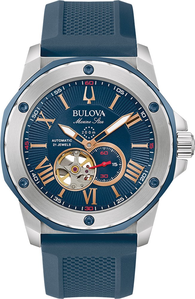 Bulova Marine Star Blau Herren Armbanduhr 98A282