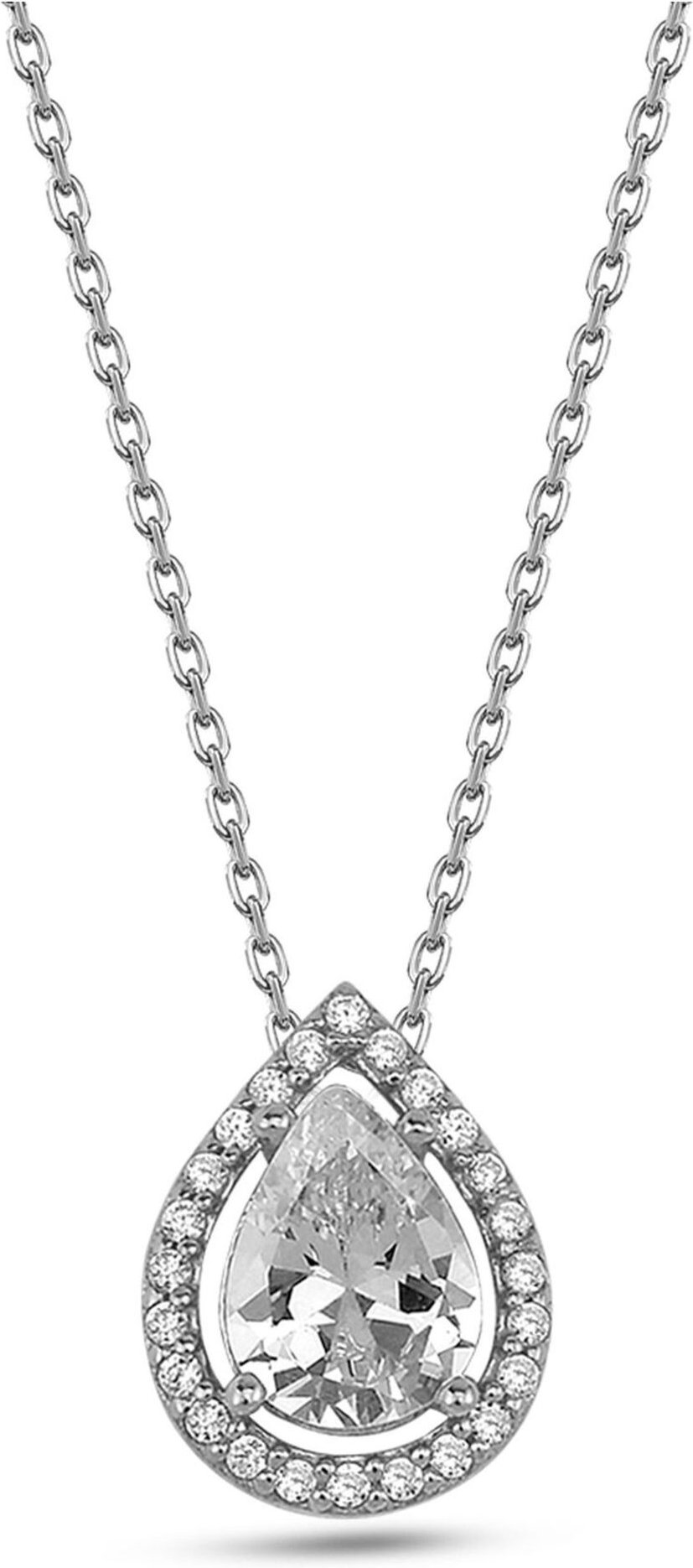 Thumbnail - Dkeniz Anhänger mit Kette 925/- Sterling Silber Tropfen Kette funkelndem Kranz