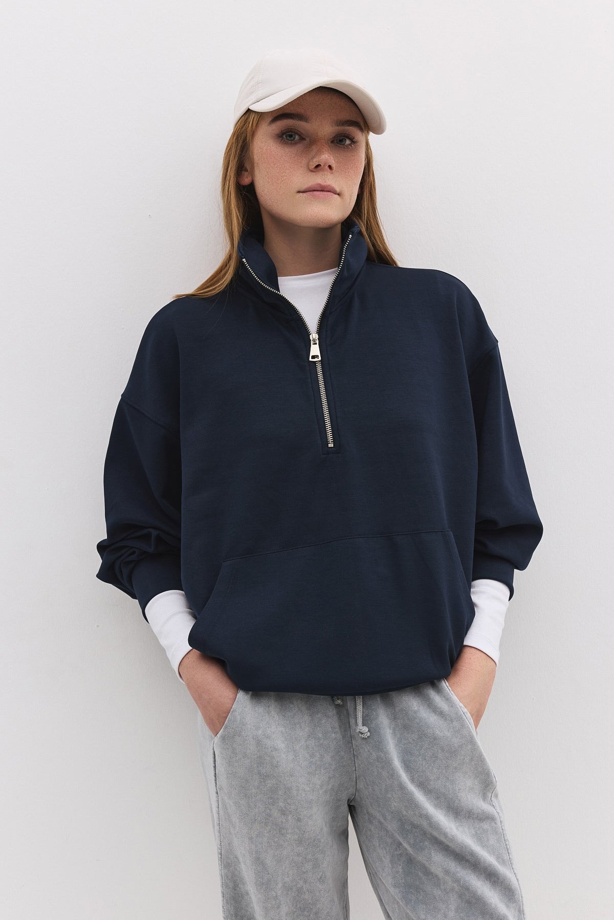 Sweatshirt mit halbem Reißverschluss