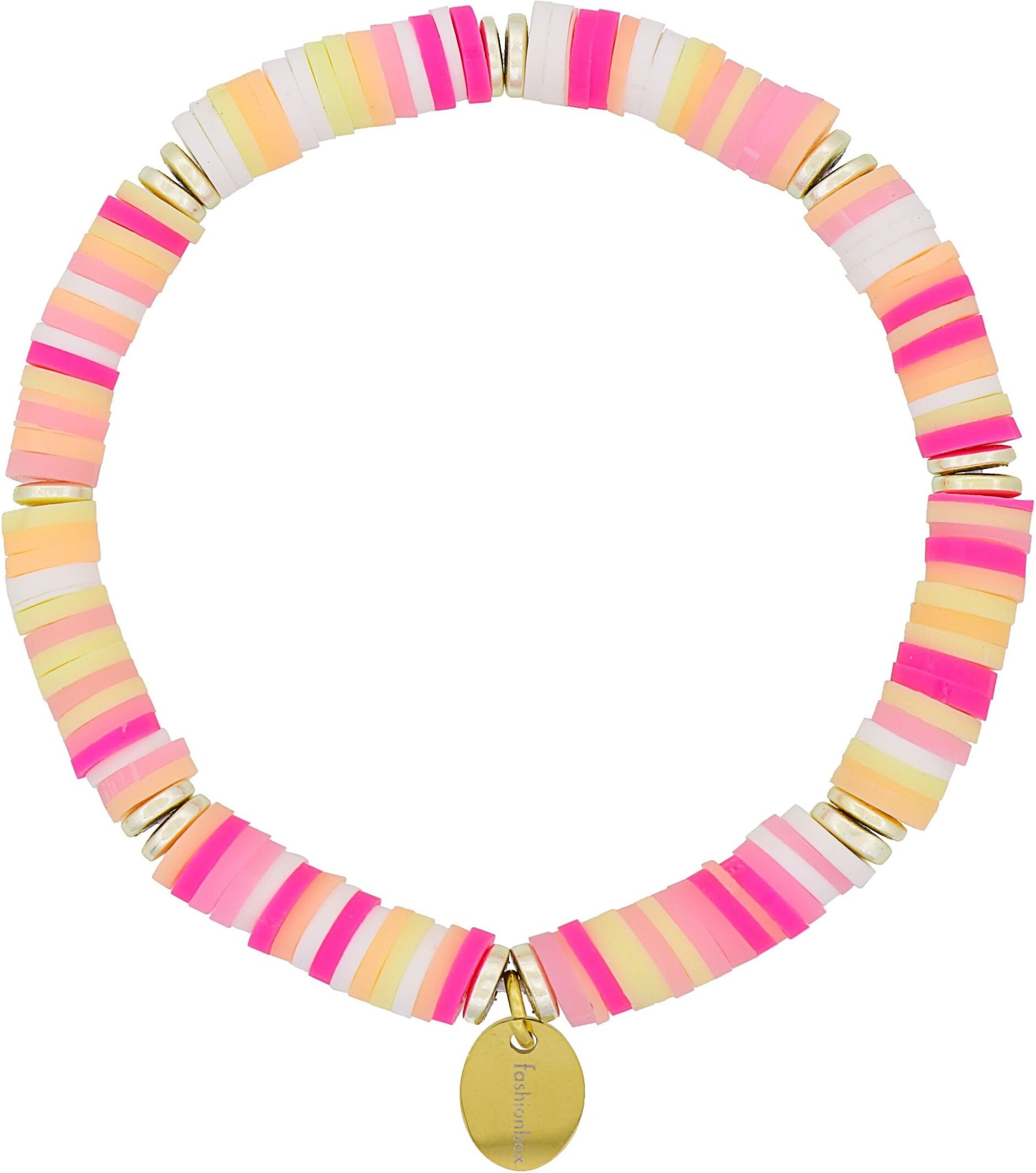 Fashionbox Armband Messing Vinylplättchen multi pink flexibel