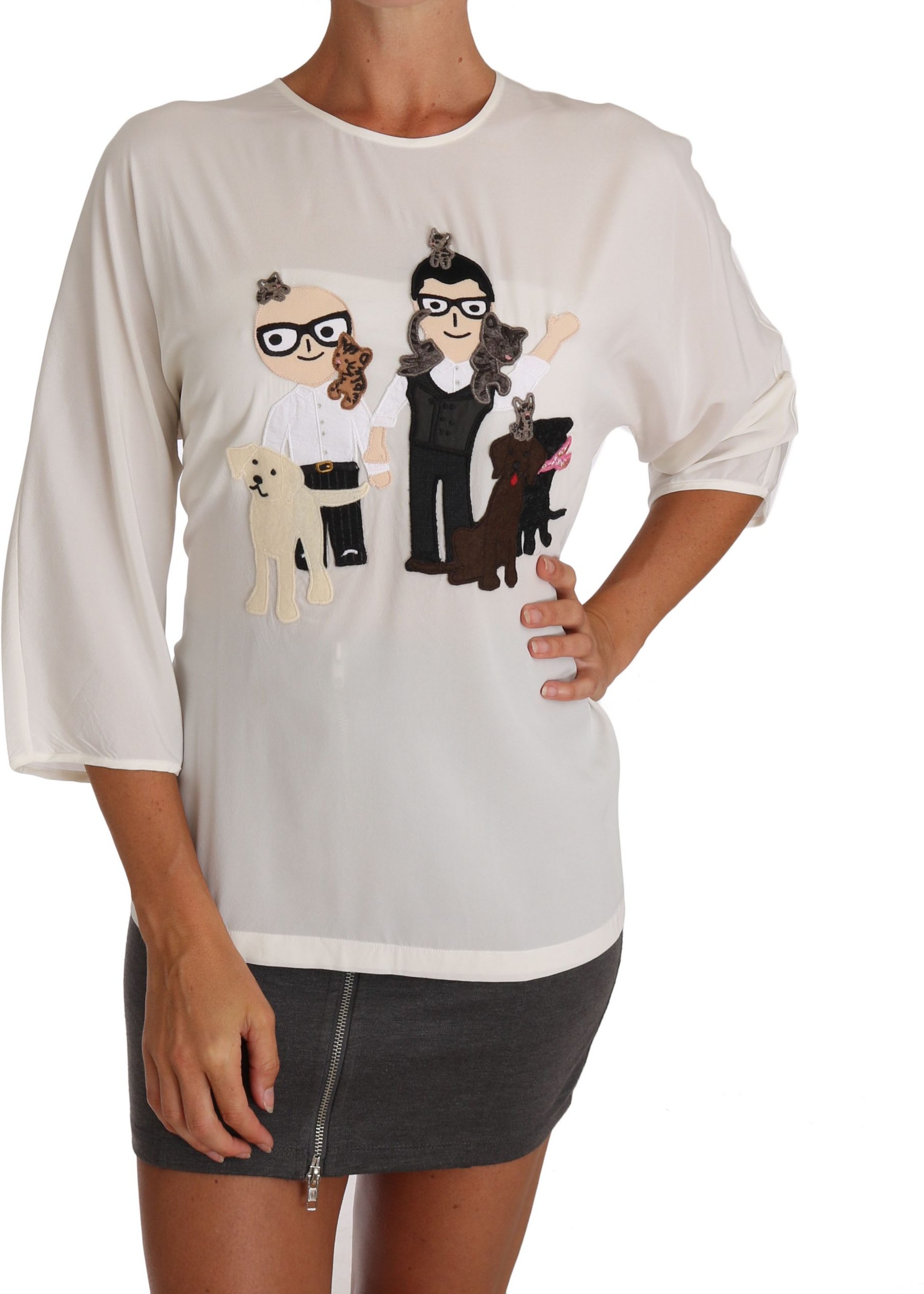 Seidenbluse mit Applikationen