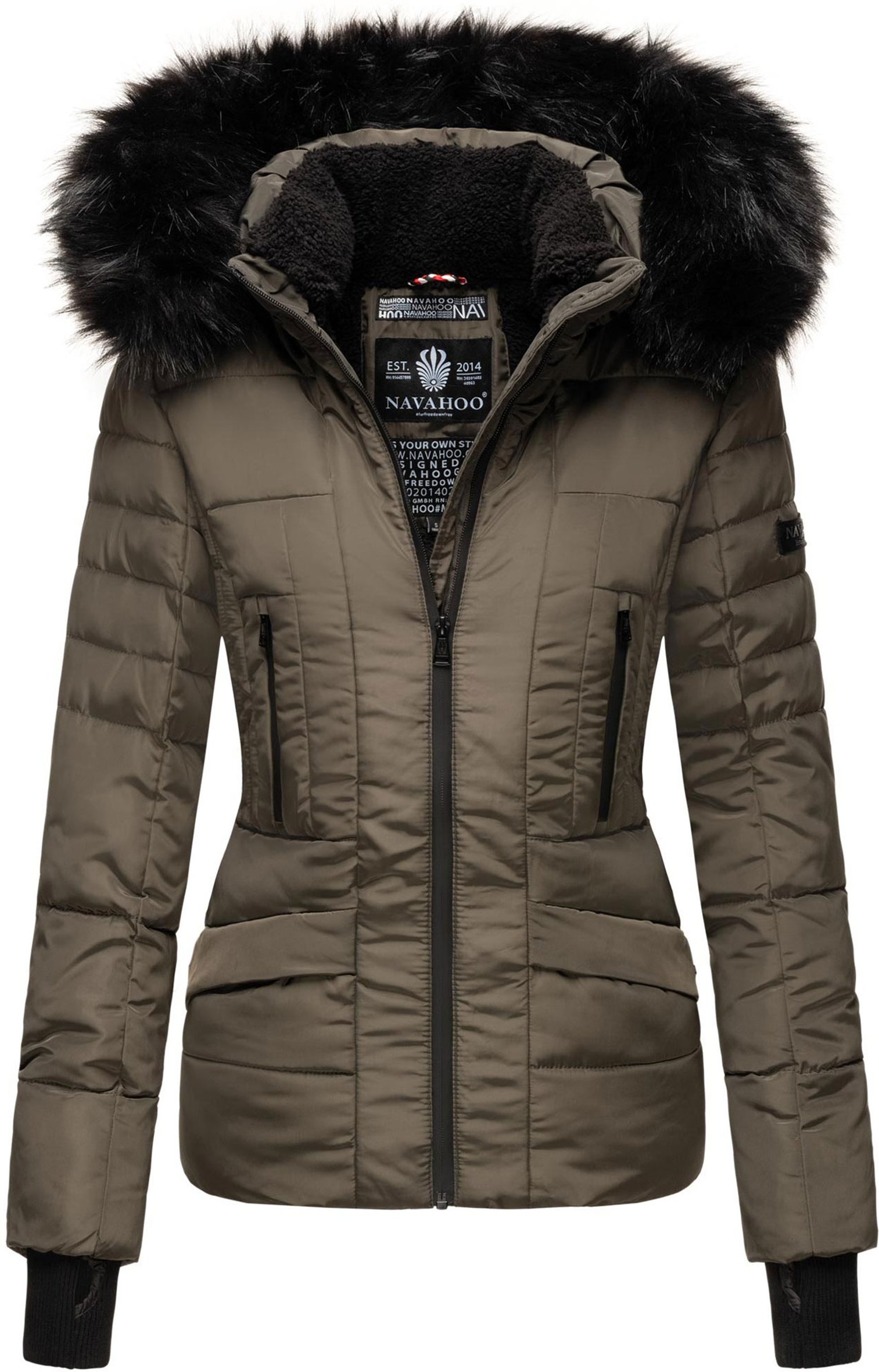 Navahoo Damen Winterjacke Adele – Warm, Mit Teddyfellfutter & Abnehmbarem Kunstfellkragen