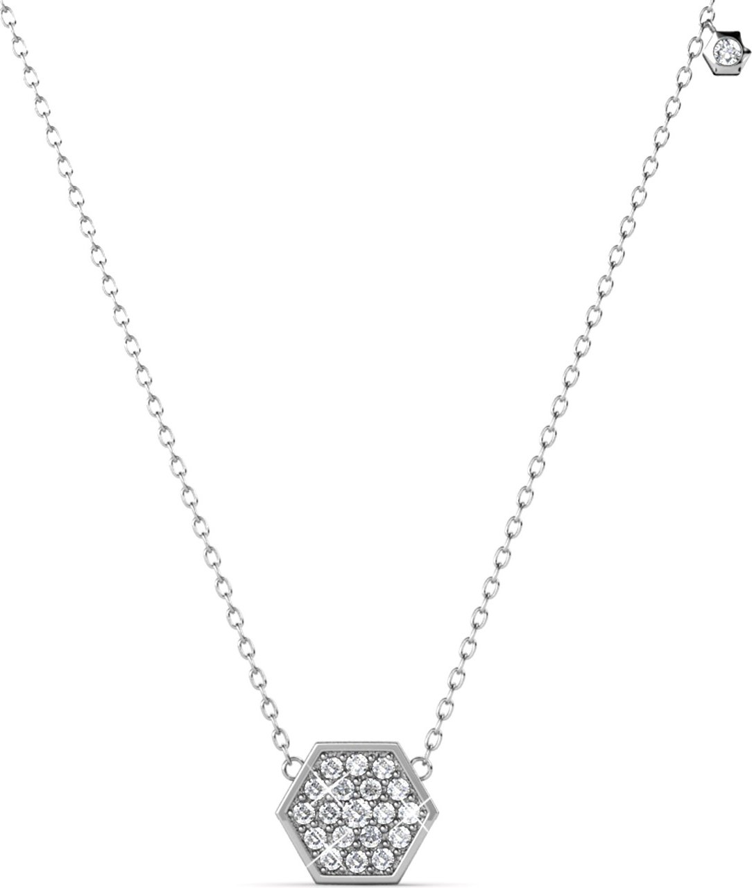 Sechseck-Anhänger - Silber und Kristall