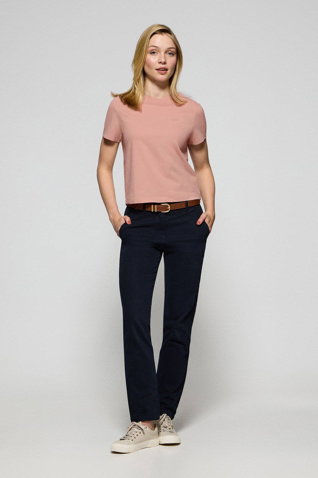 T-Shirt Tori braunrosa mit gummiertem Polo Club Aufdruck