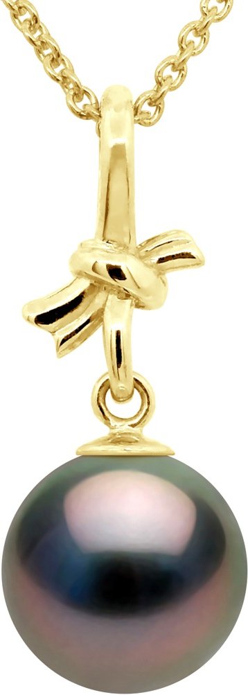 Anhänger KNOT - Gelbgold - Echte Tahiti-Zuchtperle rund 9-10 mm