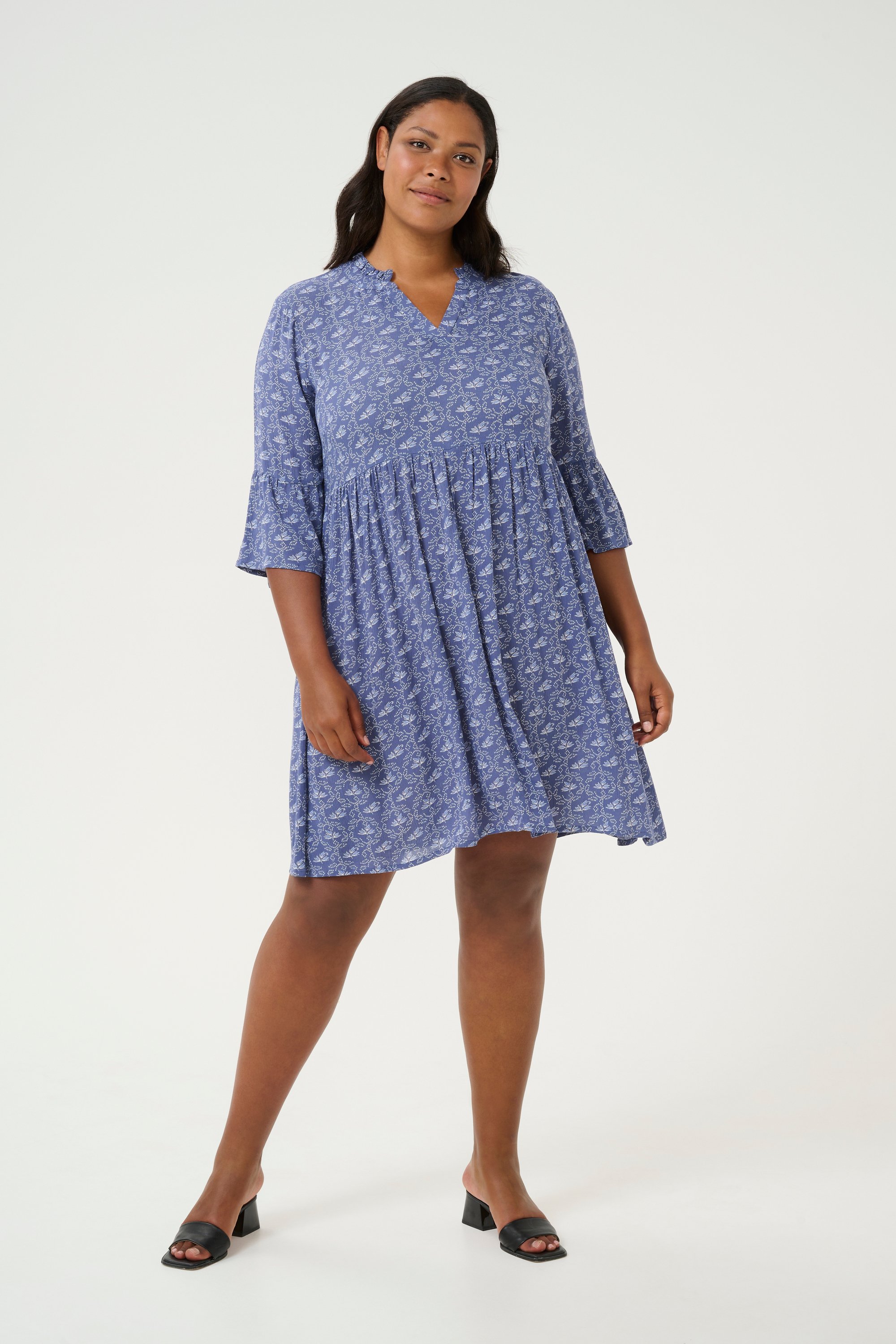 Kleid A-shape blue white