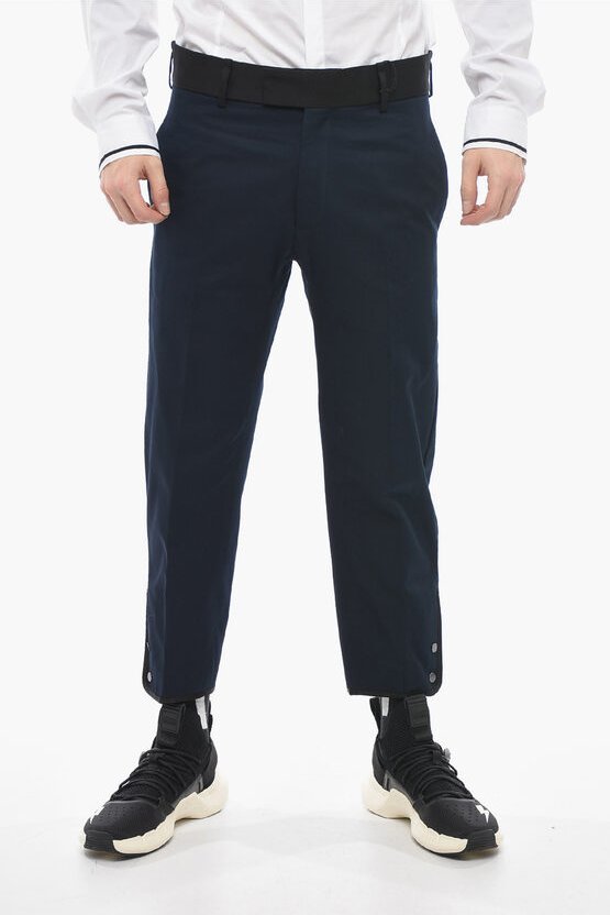 Slim Fit TOM Hose mit kontrastierenden Kanten und Knöchelknöpfen in Blau