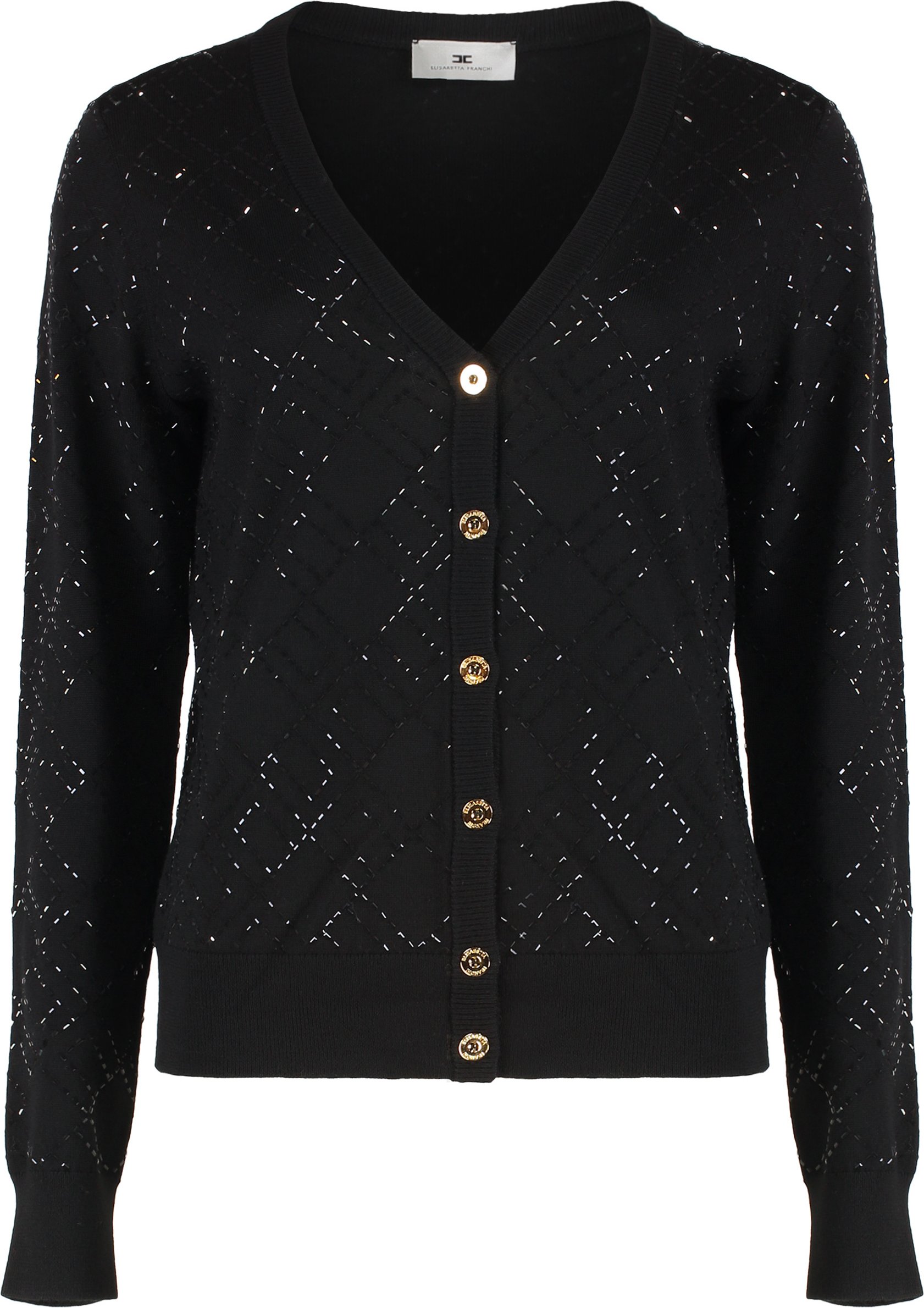 Wollcardigan mit Kristallen