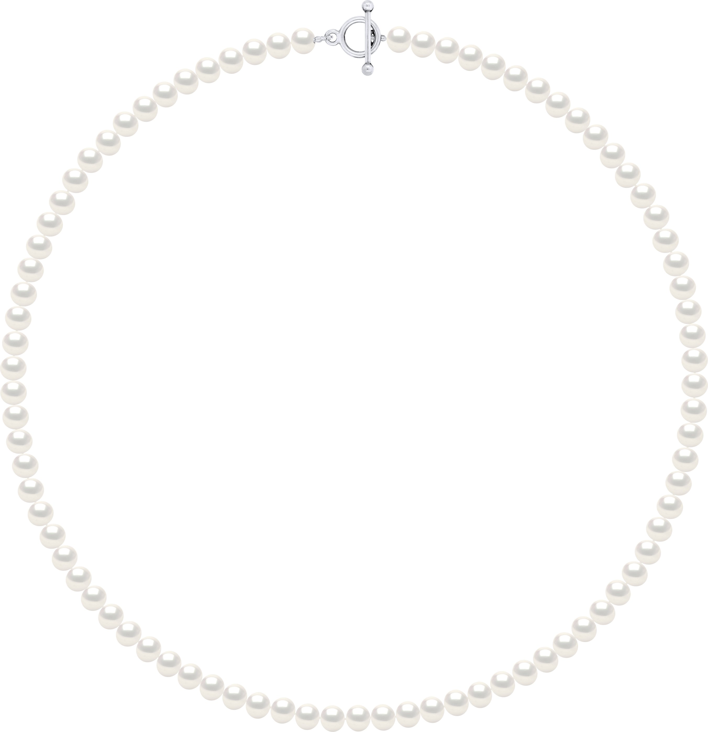 Halskette aus echten Süßwasser-Zuchtperlen, halbrund, 6–7 mm