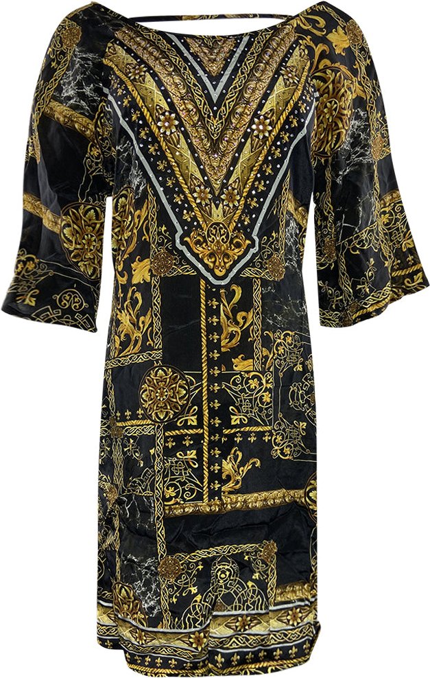 Schwarzes Flirtkleid mit Golddruck von Inoa Verona 1915