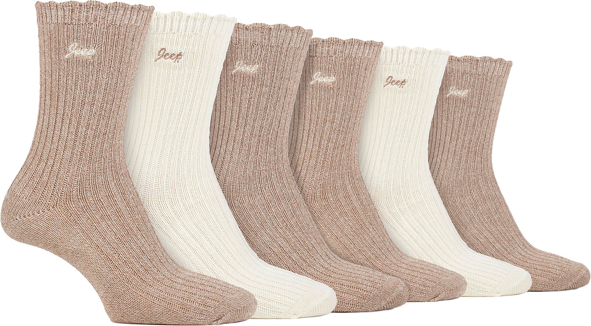 Damen 6er Pack Bambus-Stiefelsocken | Süße Socken mit gewelltem Rand