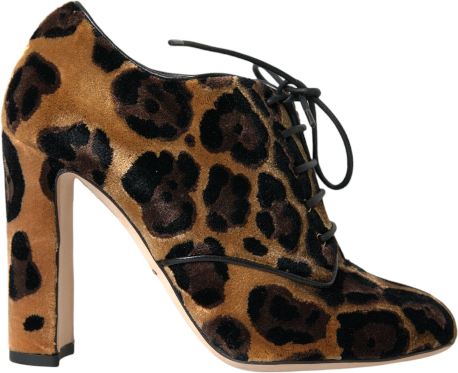 Samt Schnür-Booties mit Leopardendruck