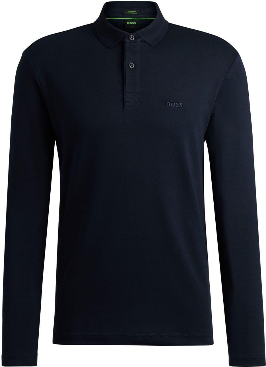 Thumbnail - Boss - "Pirol" Poloshirt für Herren Langärmlig (Dunkelblau)