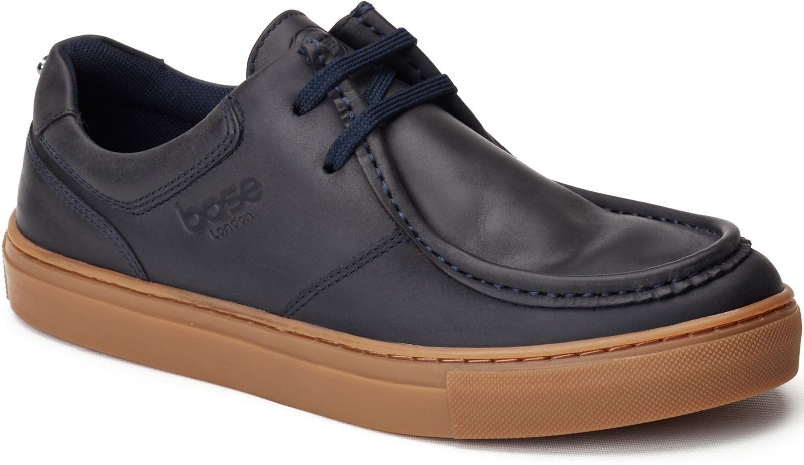 Base London Dalston Leder Herren Mokassins Schuhe in Marineblau