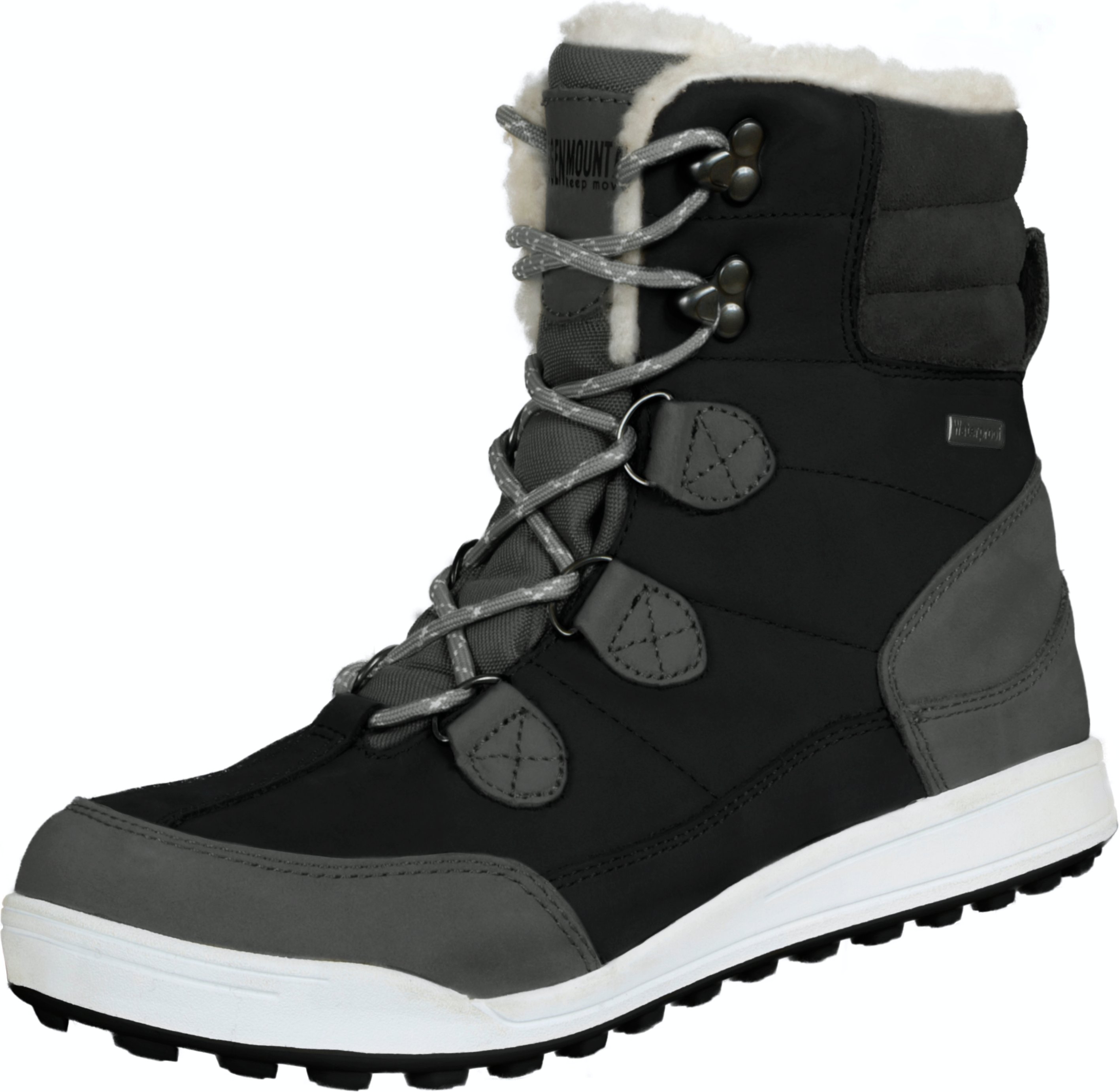 Damen Fellstiefel mit Lammwolle Winterstiefel Schwarz