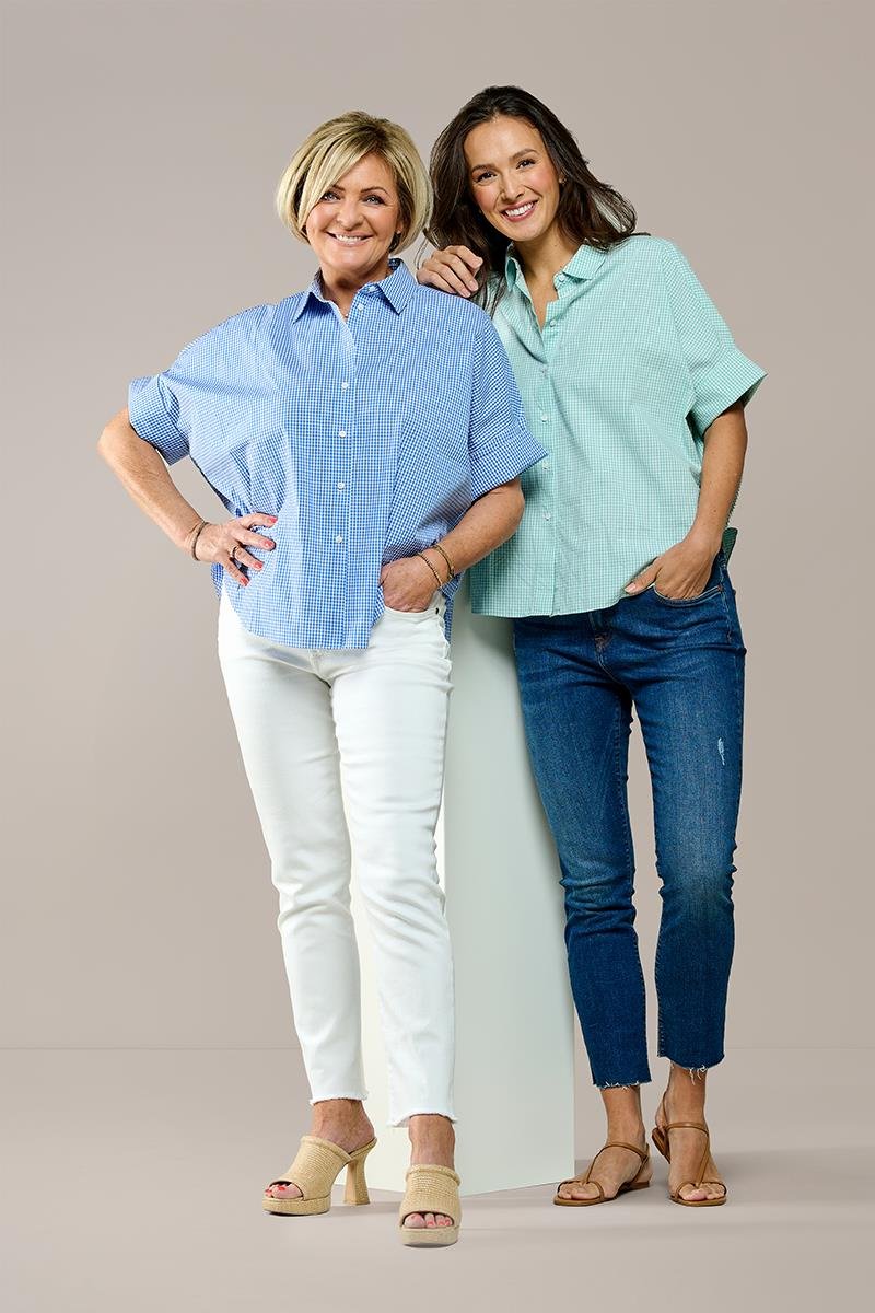 Caroline Tensen Leeds Karierte Bluse Weiß / Marine