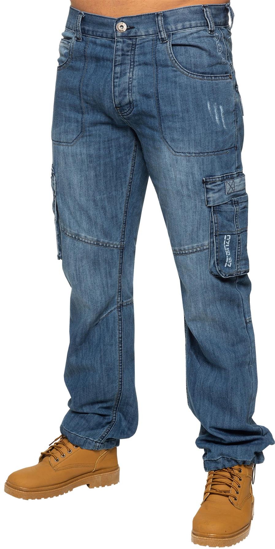 Enzo | Herren Combat Denim Jeans - Blau
