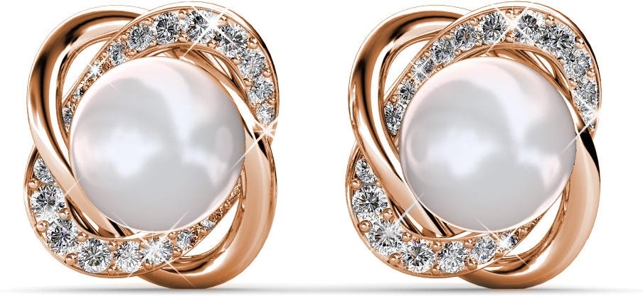 Simply Perlen-Ohrringe – Roségold und Kristall