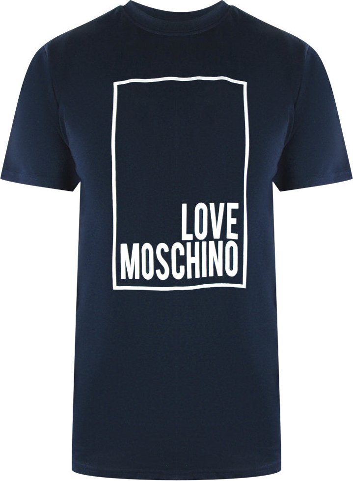 Love Moschino Box Logo Marineblaues T-shirt