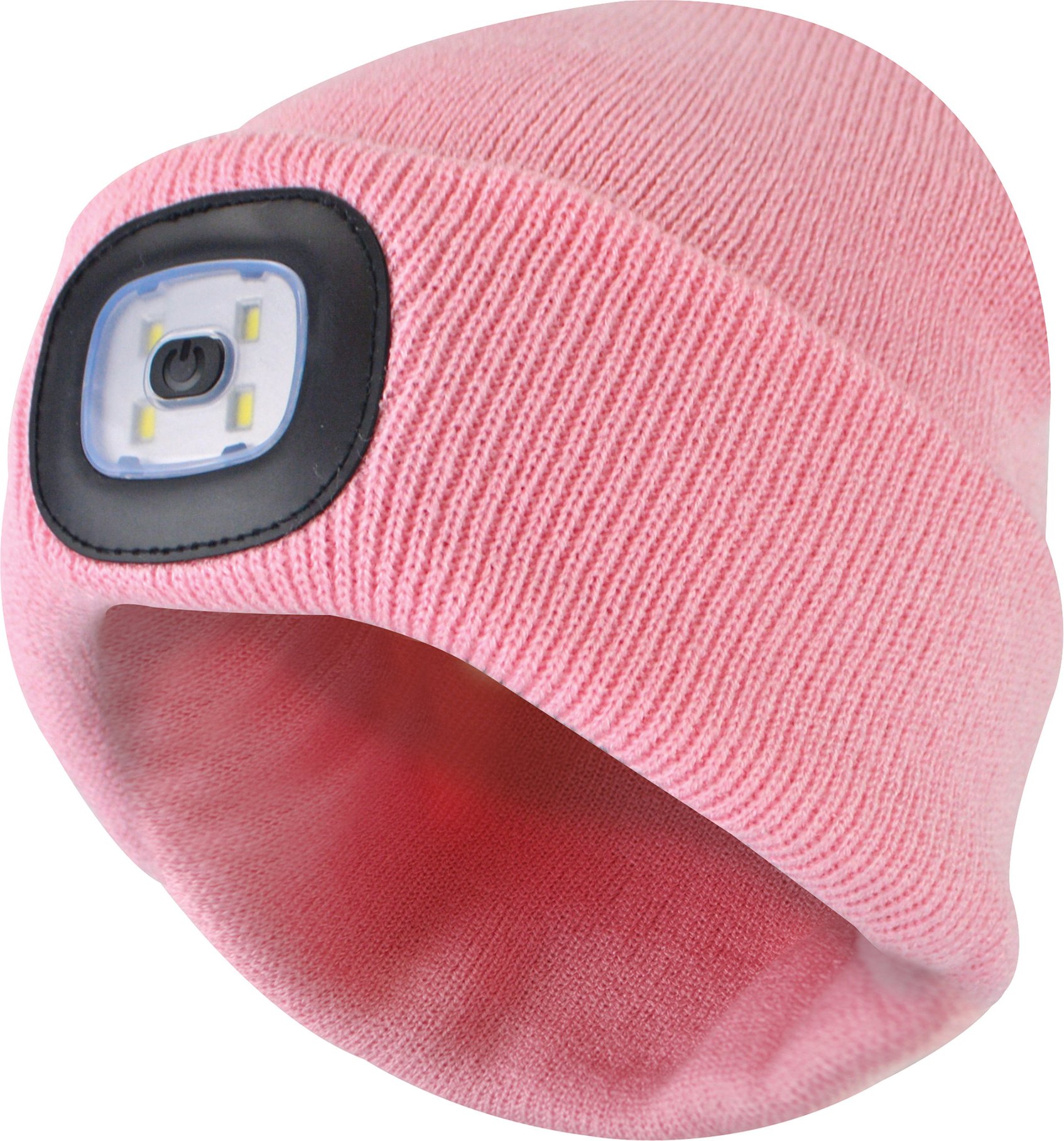 Damen Led Beanie Hut | Damen gestrickt wiederaufladbare Beanie | Winter Beanie mit Stirnlampe - Rosa