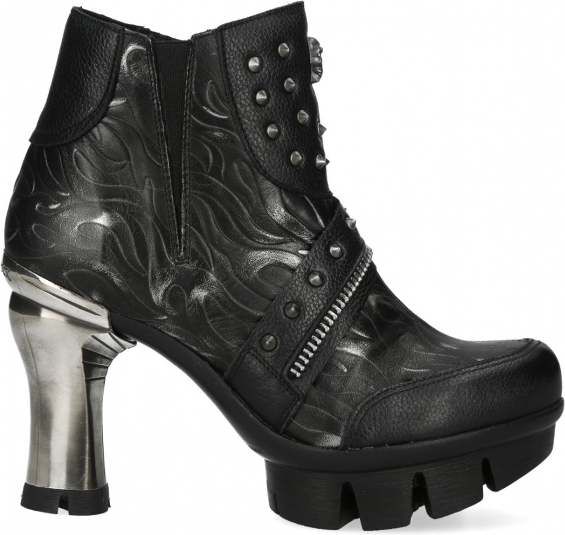 New Rock Damen NEOPUNK001-C19 Schwarze Gothic-Stiefeletten aus Punk-Leder mit Absatz