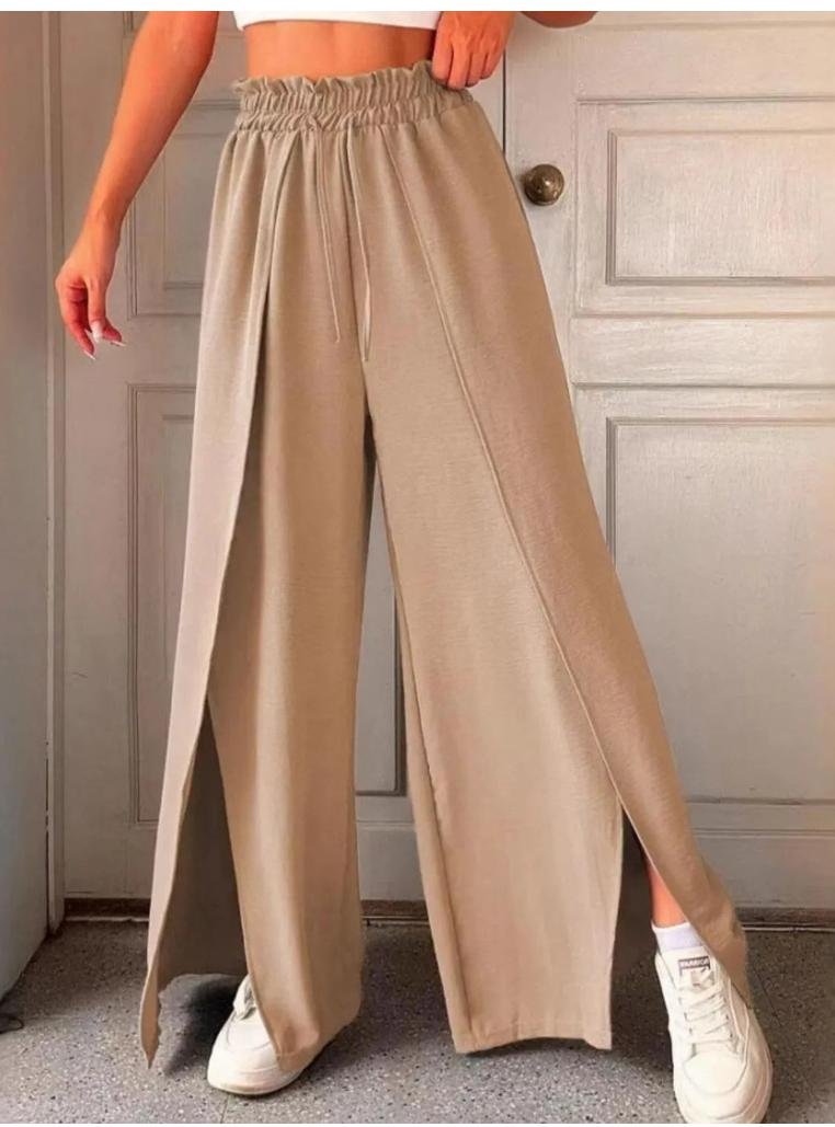 Thumbnail - Hose mit weitem Bein und Schlitz und Ruschendetails