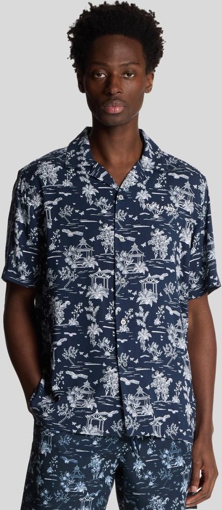 Thumbnail - Lyle & Scott Resort-Hemd mit Botanical Garden-Print – Dunkelmarineblau