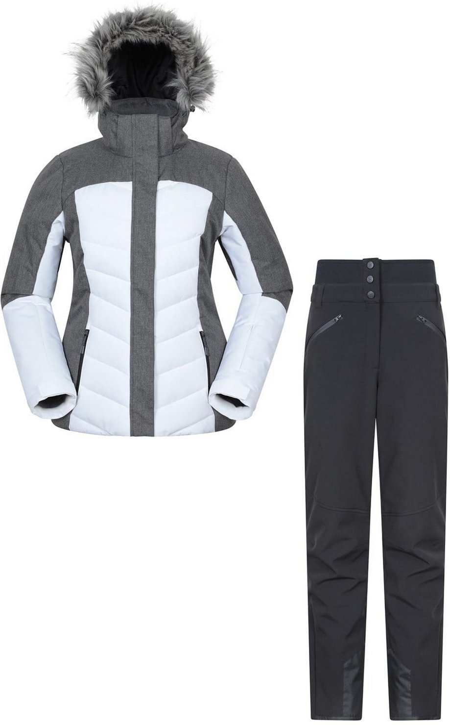 Mountain Warehouse - Skijacke und Hosen-Set für Damen, Wattiert (Weiß)