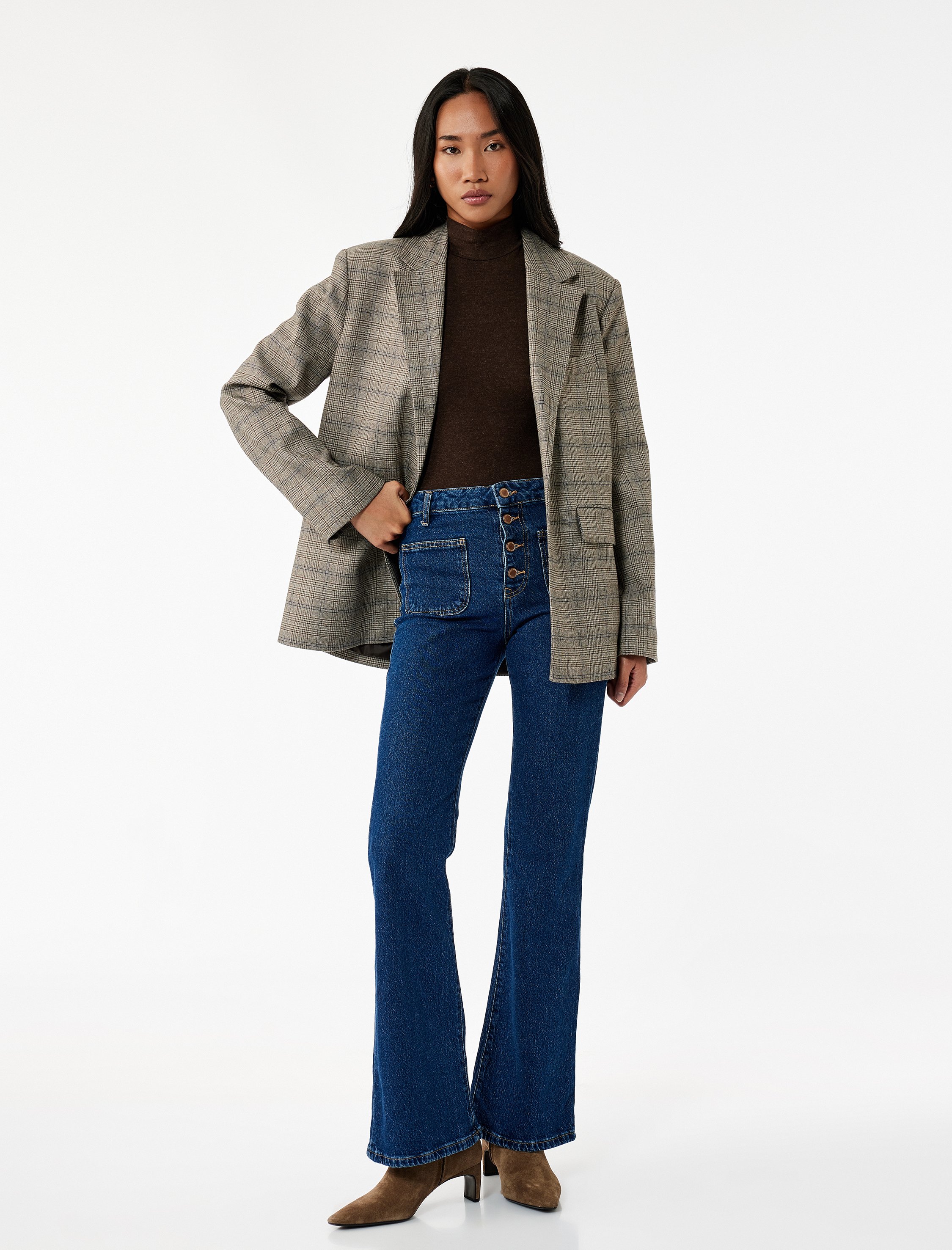 Koton HOSEN Flared Button-Front Denim Jeans