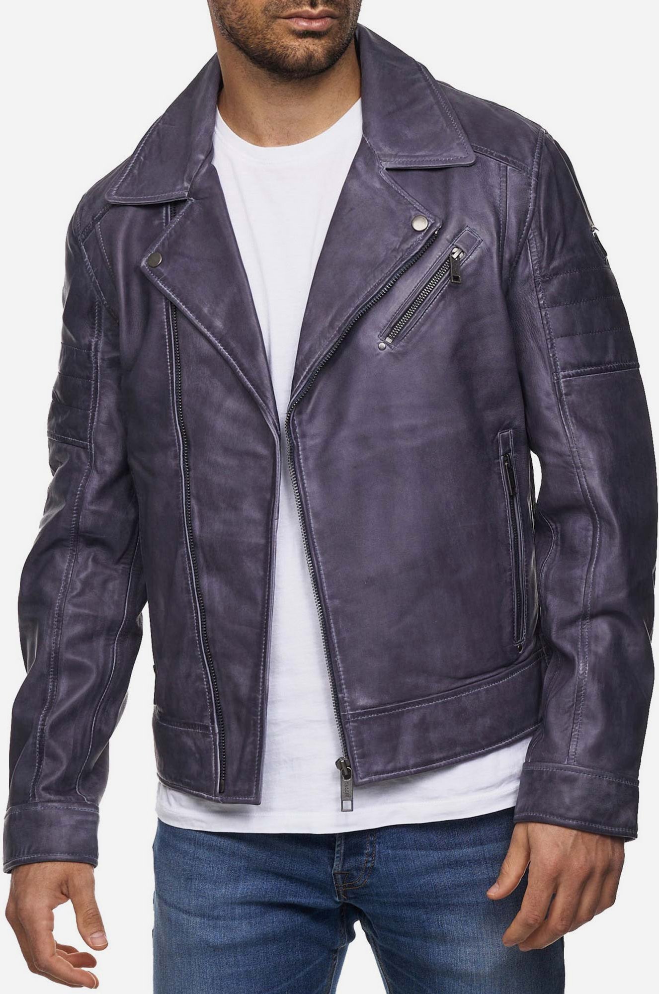 Tazzio Herren Lederjacke Biker-Look