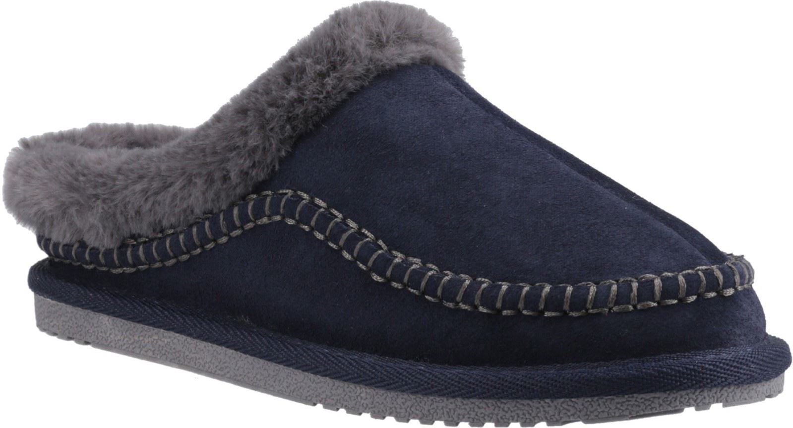 Hush Puppies Anika Wildleder Damen Hausschuhe in Marineblau