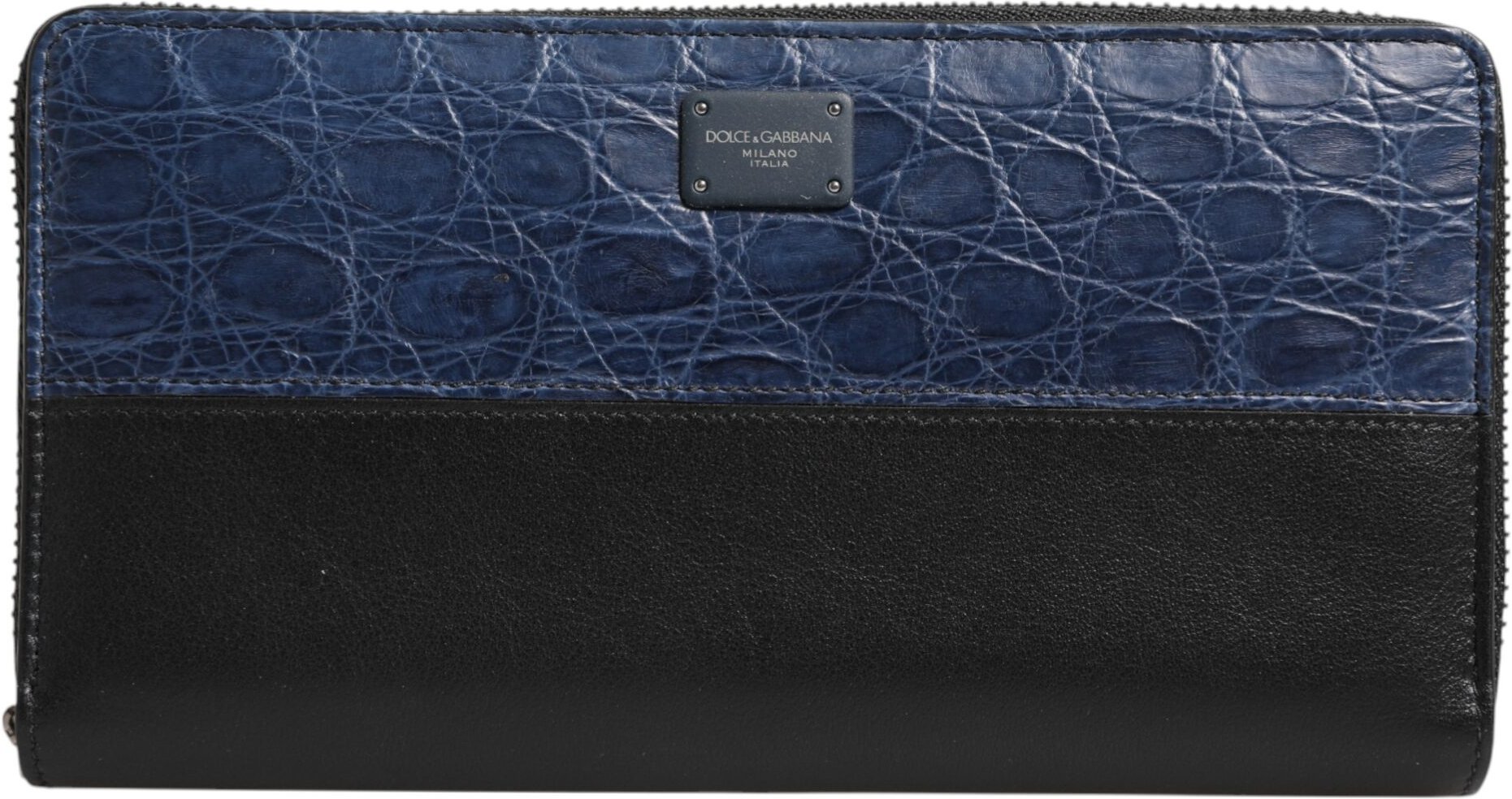 Schwarze Blaue Exotische Leder Herren Continental Clutch Geldbörse