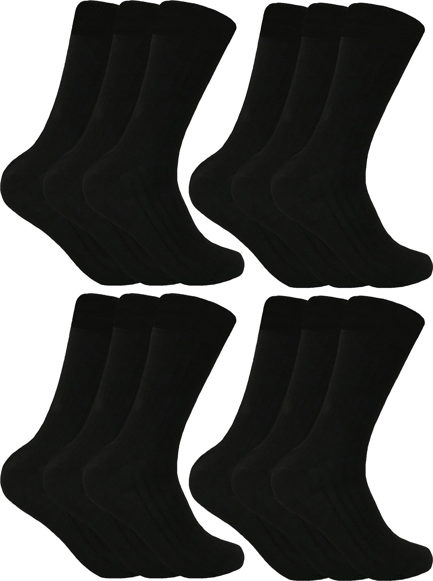 Socke Snob - 12 Paar Herren Wolle Boot Socken für Wandern - schwarz