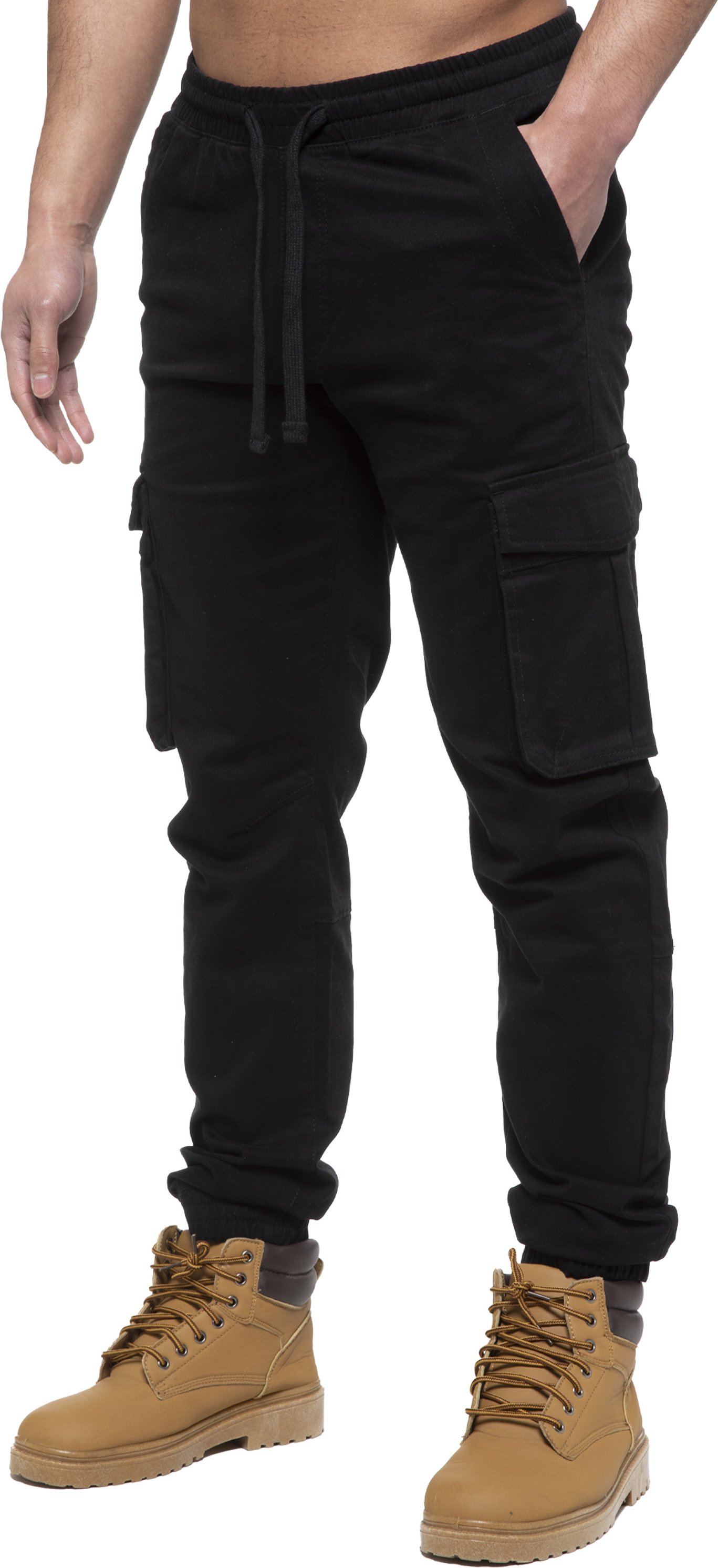 Enzo | Herren Cargo-Jogger-Jeans - Schwarz