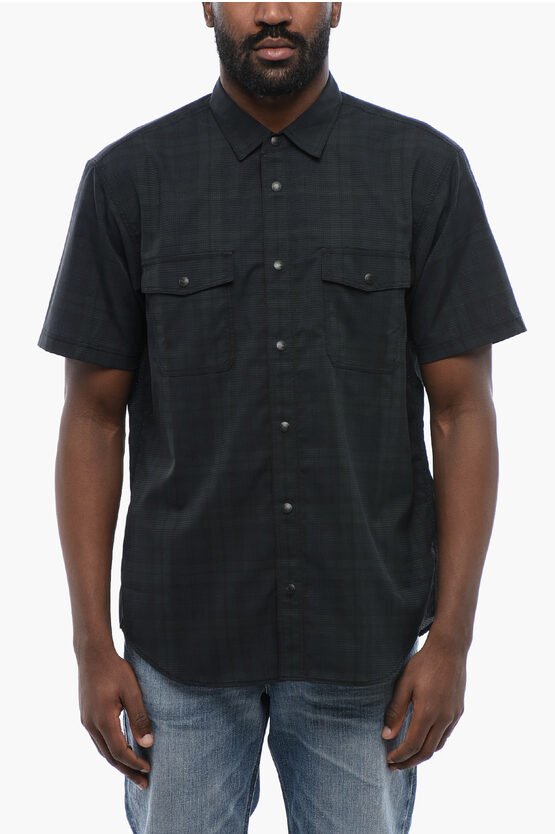 Kariertes MESH Kurzarmhemd in Grün