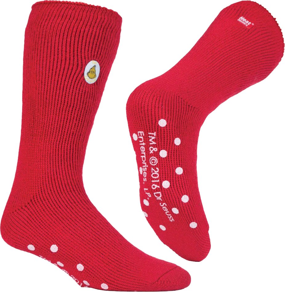 Heat Holders - Herren rutschfest Weihnachten Grinch Thermal Slipper Socken