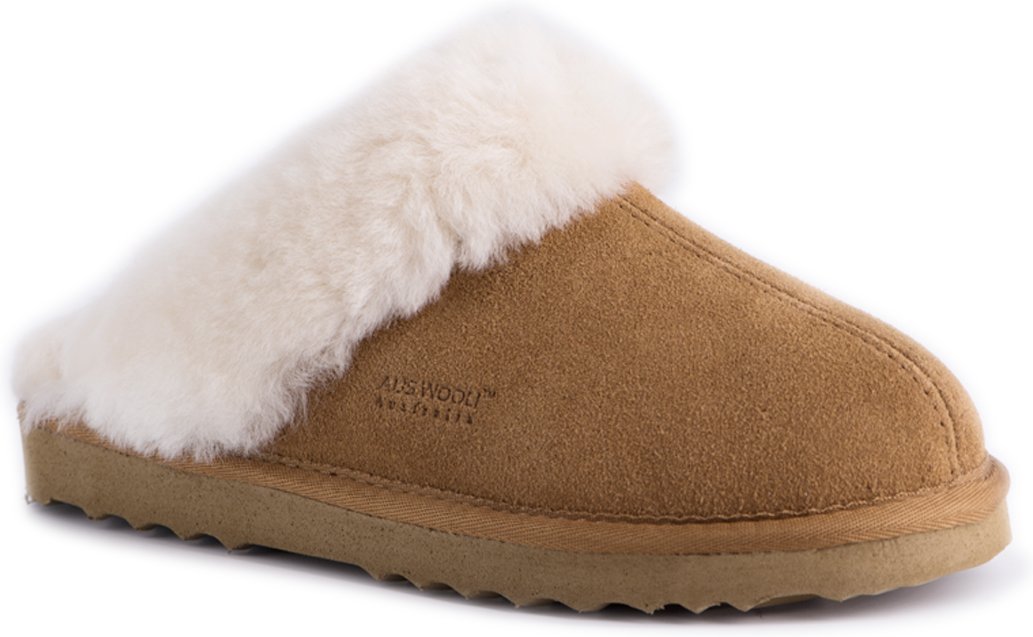 Aus Wooli "Sydney" Australien Schafsfell-Wollpantoffeln, Tan
