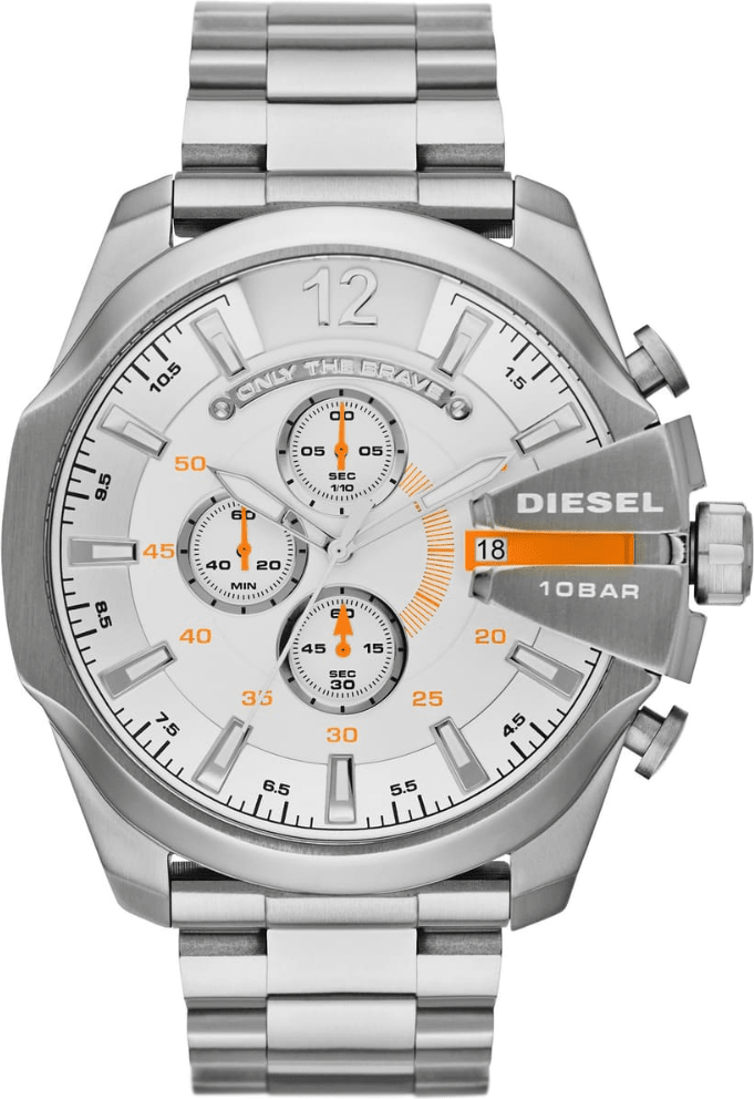 Diesel Mega Chief DZ4328 Chronograph 51mm Silber Edelstahl Herrenarmbanduhr