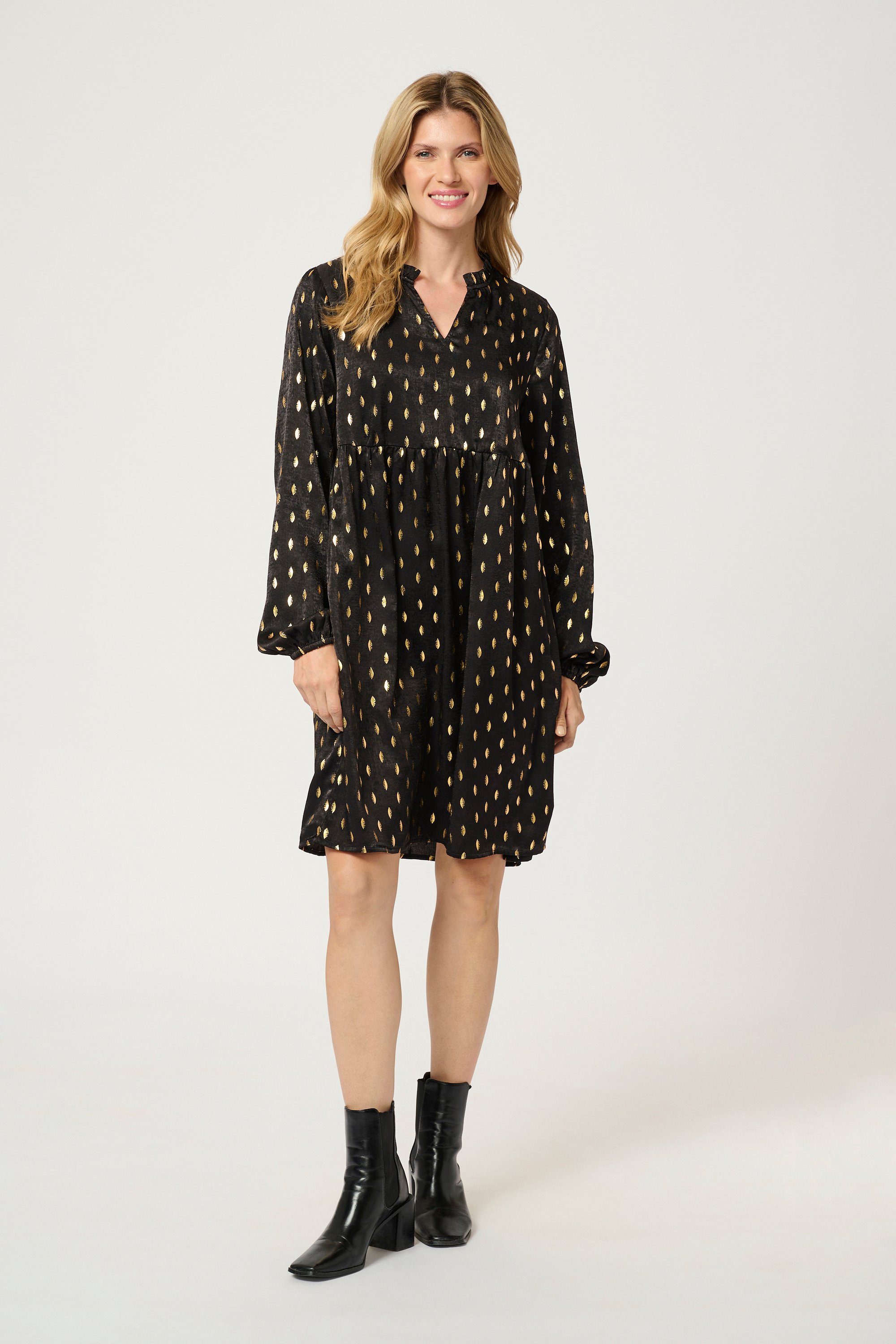 Kleid Regular fit black gold